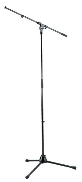 K&M professional tripod boom microphone stand for an overhead smartphone piano camera.